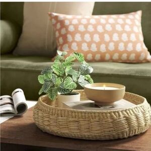 Ribbed Woven Tray Including Plastic Tray Beige - Threshold